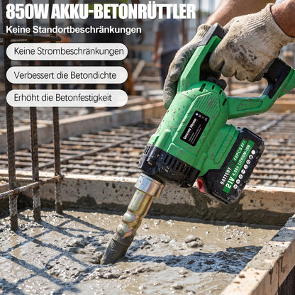 Irondelic Akku-Betonrüttler 18V Set mit 1x Akku | Kabelloser Innenrüttler 6000 U/min | 35mm Flaschenrüttler für Fundamente & Garten - Irondelic