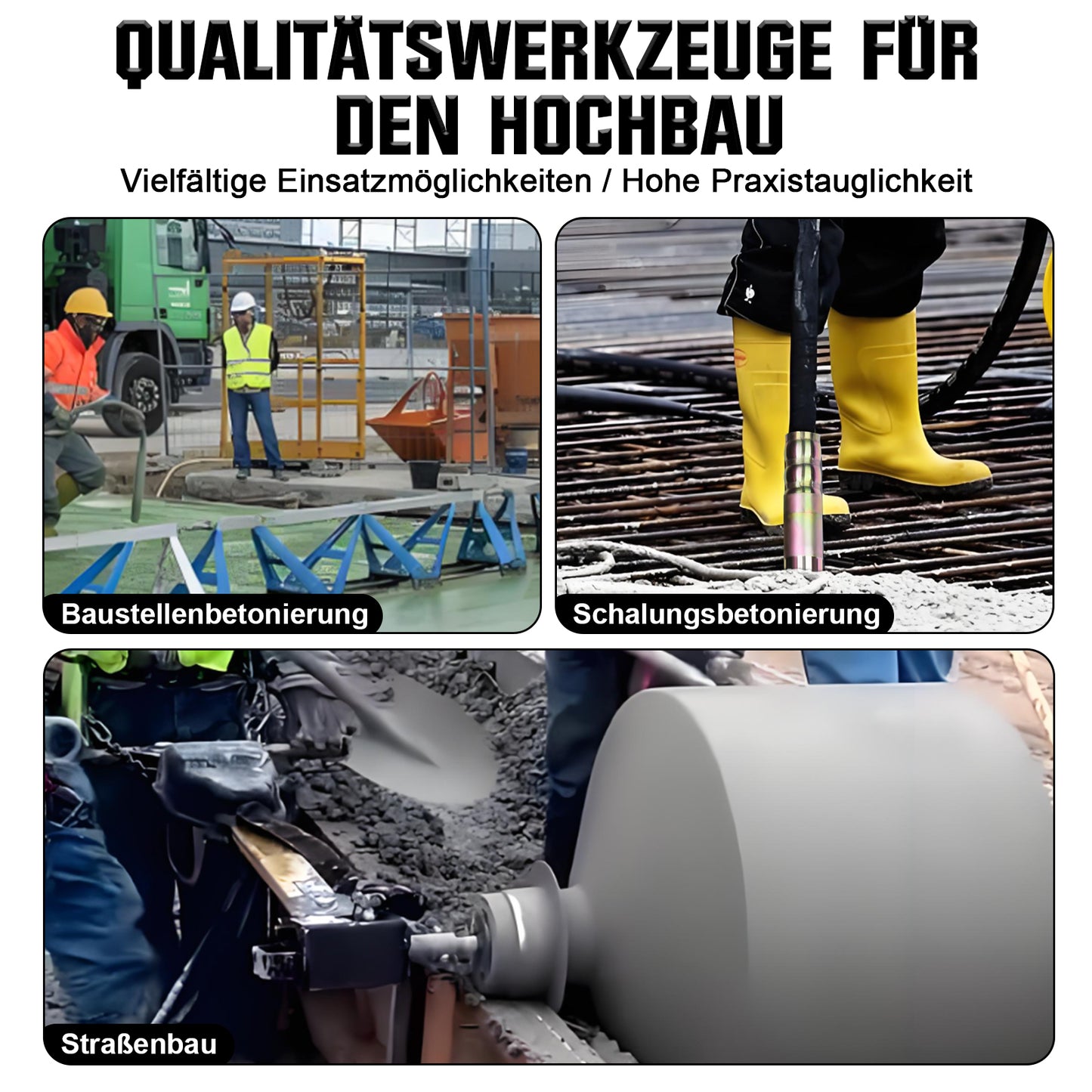 Irondelic 1800W Betonrüttler mit 2m Rüttelflasche | Elektrischer Innenrüttler 6000 U/min | Profi Flaschenrüttler für Fundamente & Schalung - Irondelic