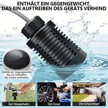 Irondelic Akku-Hochdruckreiniger 21V Set mit 2x 4.0Ah Akkus | 45 bar Tragbare Akku-Waschpistole | 6-in-1 Düse & Selbstansaugend im Koffer - Irondelic