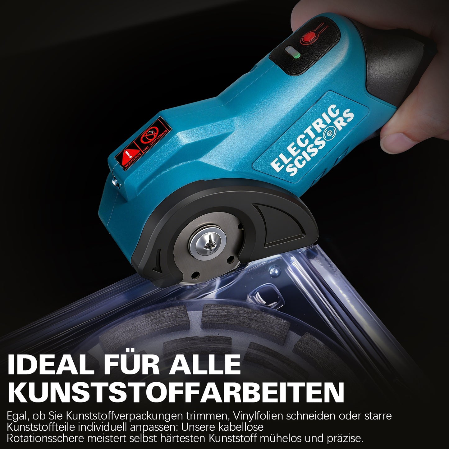 18V Akku Elektroschere 2Ah mit USB-C, bürstenlos 440 U/min, 9 mm Schnittkapazität, LED, kompatibel mit 18V Akkus - Irondelic