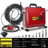 Irondelic 500W Elektrische Rohrreinigungsmaschine Set | Profi Abflussreiniger mit 10mm & 16mm Spiralen | Gewerblicher Rohrreiniger für Ø30-100mm - Irondelic