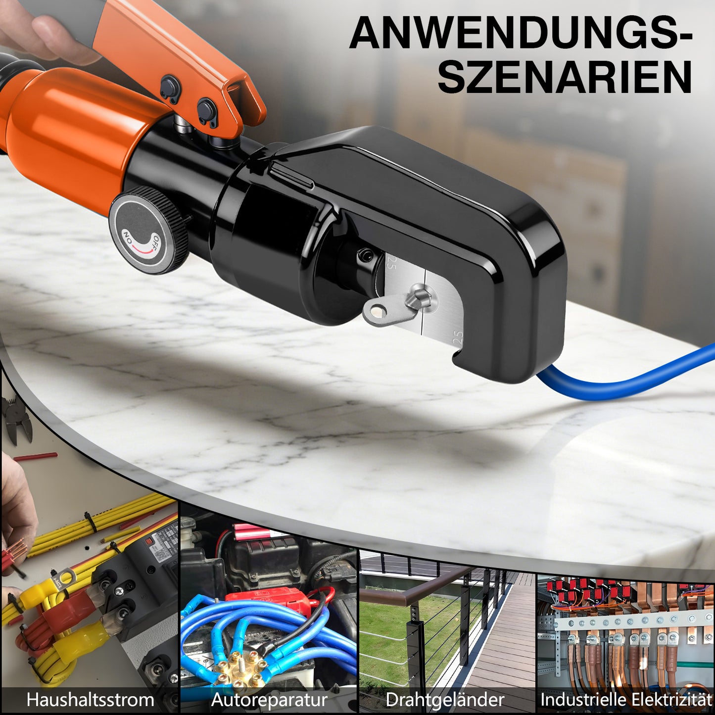 Irondelic Hydraulische Crimpzange Set – Professionelle Kabelverbindungen von 4–50 mm²