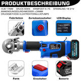 Irondelic Akku Presszange Elektrohydraulisch mit 9 Pressbacken TH & V Profil, 2×5,0Ah Akku, Rohrpresszange für Kupfer-, Edelstahl- & Verbundrohre - Irondelic