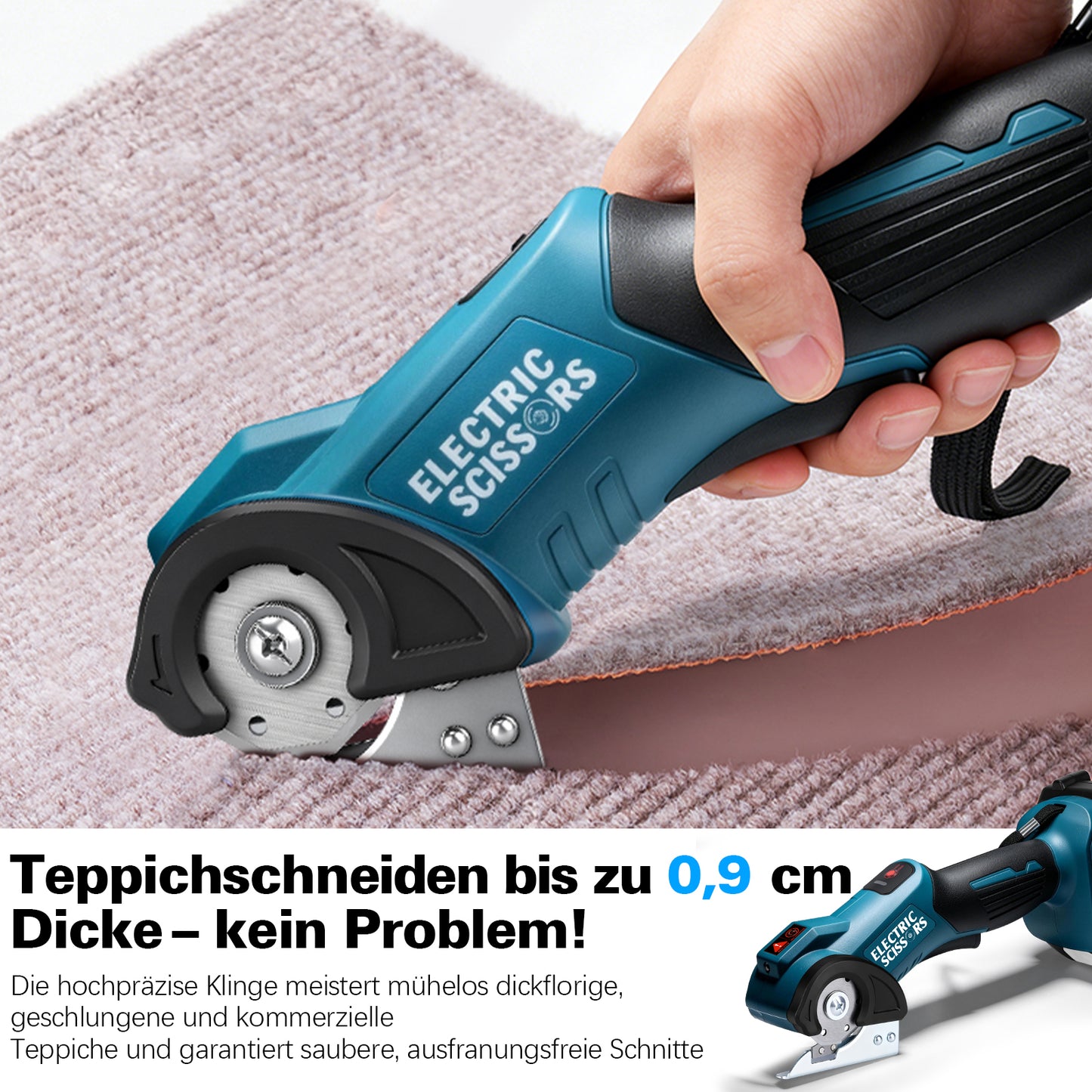 18V Akku Elektroschere 2Ah mit USB-C, bürstenlos 440 U/min, 9 mm Schnittkapazität, LED, kompatibel mit 18V Akkus - Irondelic