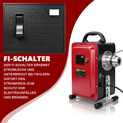 Irondelic 400W Elektrische Rohrreinigungsmaschine Set | Profi Abflussreiniger mit FI-Schutzschalter | Universal Rohrreiniger für Rohre Ø20-100mm