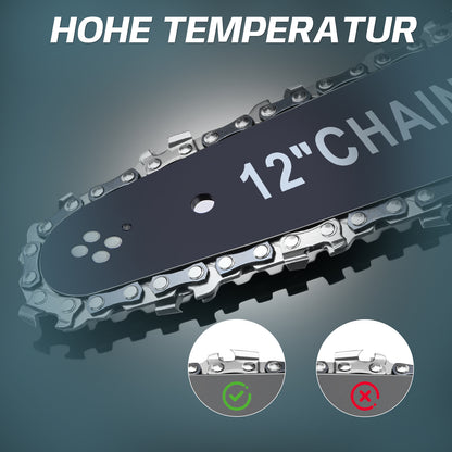 Akku Kettensäge 12 Zoll, 20 m/s, 2x 4Ah Akku, 1000W bürstenlos, automatische Kettenspannung, kabellos, leistungsstark und handlich - Irondelic
